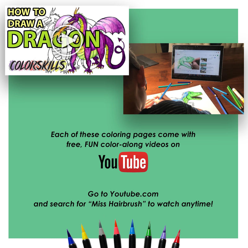 Coloring Tutorial - Art Activities - Youtube Art Videos - How to Use Brush Pens - Coloring Book for Kids - Christmas Gift - Education