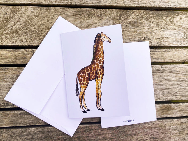 Giraffe note cards with white envelopes (set of 12)