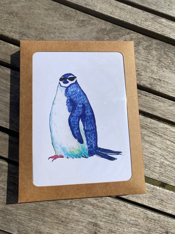 Penguin with sunglasses note cards with white envelopes (set of 12)