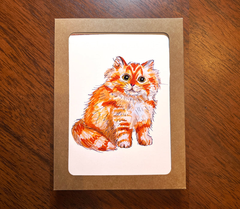 Pack of 9 Cute Watercolor Cat Cards - Cat Note Card, Cat Greeting Card, Gray Cat, Blue Russian - Blank Cat Card - With Envelopes