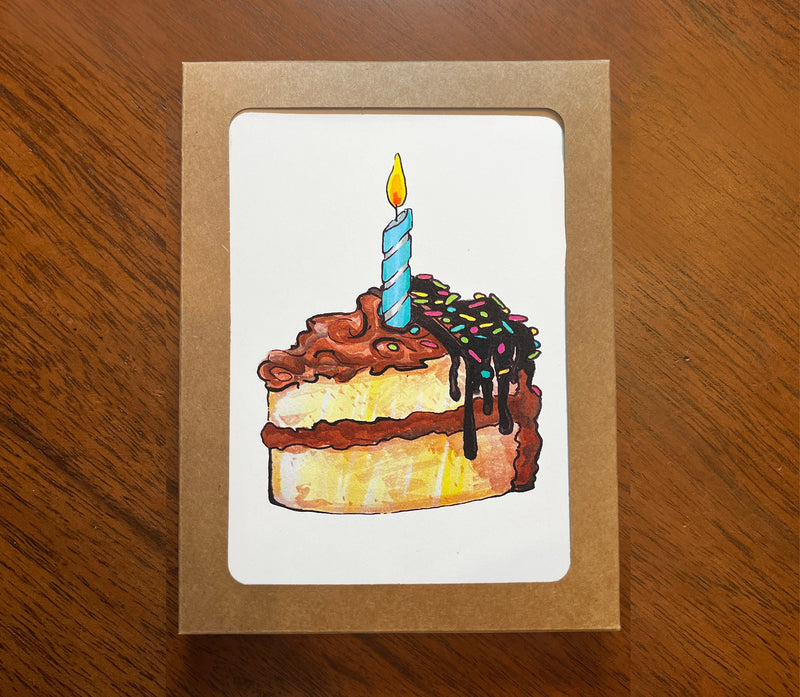 Chocolate Birthday Cake - Card Pack - Birthday Card Pack for Him or Her - Hand Drawn Watercolor Birthday Cards