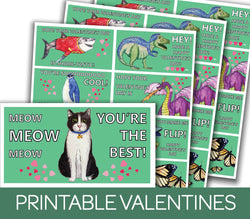 Printable Valentines for Kids, PDF, 8 Designs