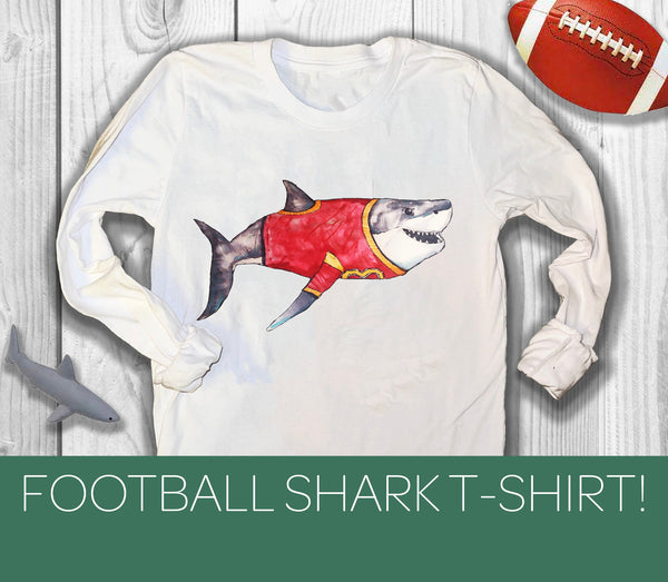 Football Shark T-Shirt, For Boys, White