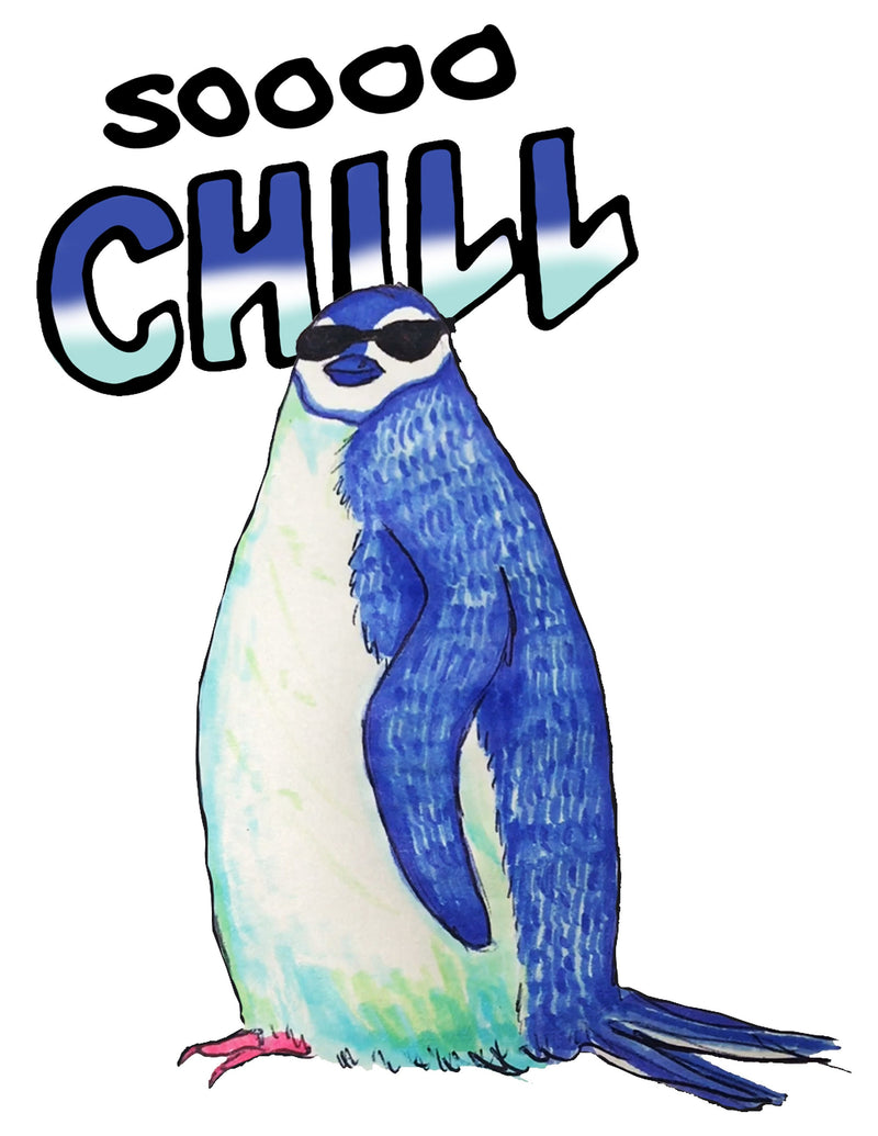 Chill Penguin T-Shirt, For Boys or Girls, White