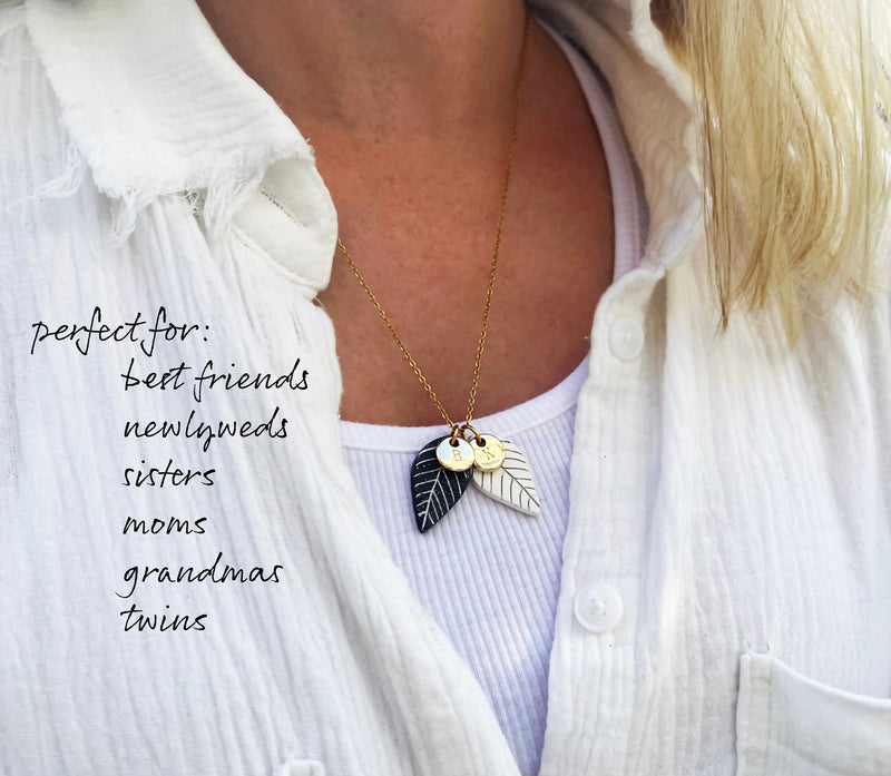 Personalized two-tone initial necklace for best friends, moms, sisters, grandma, twins, women