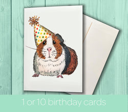 Guinea Pig Birthday Card with Birthday Hat